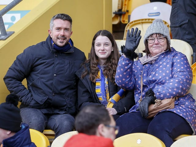 Mansfield Town fans ahead of kick-off on Saturday.