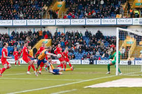 The Stags go close to scoring during the match against Leyton Orient. Photo by Chris Holloway/The Bigger Picture.media