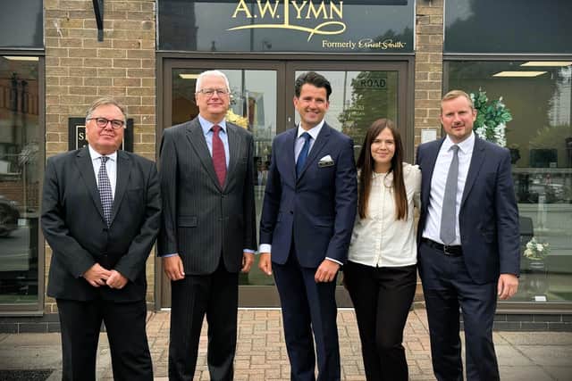 (From left to right): Mark Robinson, Founder at Funeral Manager Howard Rawlings, Founder at Funeral Manager, Matthew Lymn Rose, Managing Director at A.W. Lymn, Niki Ward, Director at Funeral Manager, Will Ward, Director at Funeral Manager.