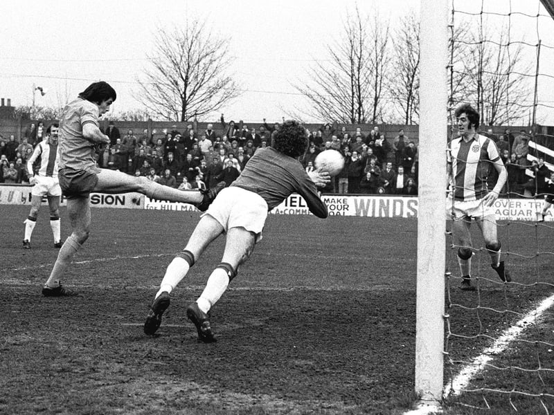 The legendary Ernie Moss scores against Chester in March 1977.