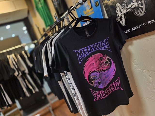 As the name suggests, the business sells band t-shirts and merchandise.
