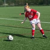 Hat-trick star Grace Shipman in action against Long Eaton.  Photo by Louise James.