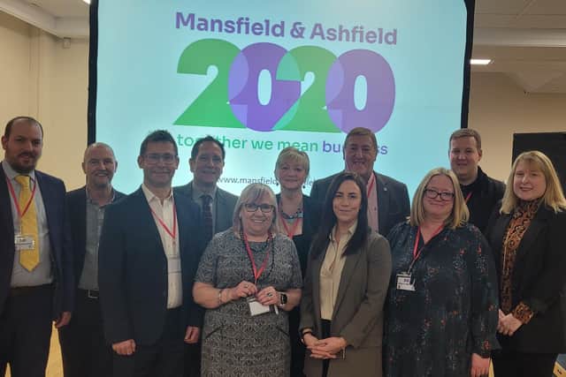Mansfield & Ashfield 2020 board members, back Marc Johnson, Ian Jephson, Jeremy Hague, Jane Box, Stewart Rickersey and Louis Brown, and, front, Andy Abrahams, Hev Bingley, Emma McLaughlin, Louise Knott and Hayley Wood.