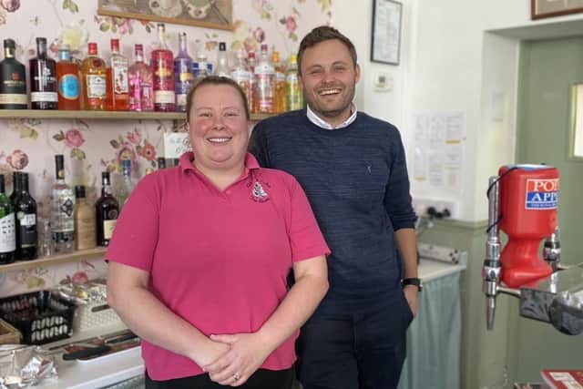 Mansfield MP, Ben Bradley, with Cakefield Cakes Tea Room owner Gemma Lennane