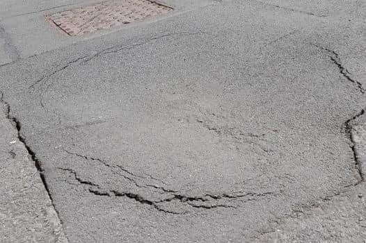 The sink hole on Hall Street, Mansfield that could pose problems for drivers.