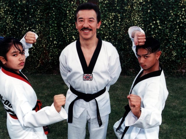 Chris Jones, Centre Manager of Sheffield's Crystal Peaks Shopping Centre celebrated triple sucess in Taekwondo in 2000 not only for himself but his daughter Victoria, 12 and son Greg, 16, who each attained expert level by gaining black belts in the Martial Art - all uniquely at the same time.