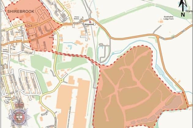 The Dispersal Order covers parts of Shirebrook and Sookholme Woods.