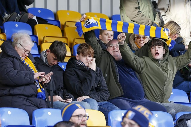 Mansfield Town fans in the stands at AFC Wimbledon.