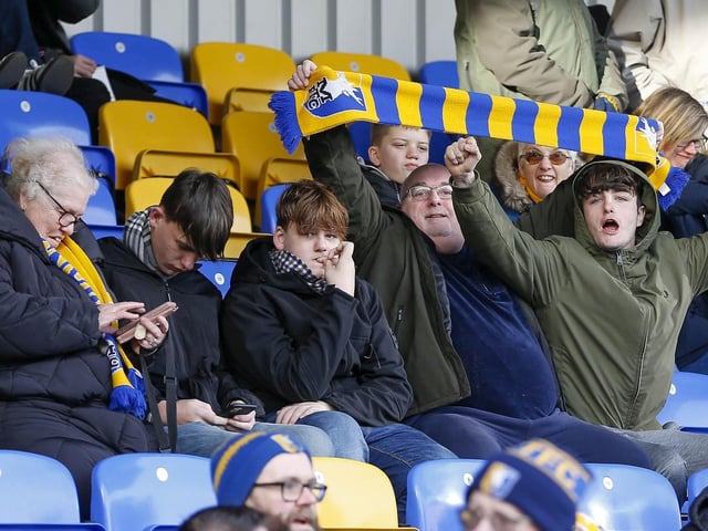 Mansfield Town fans in the stands at AFC Wimbledon.