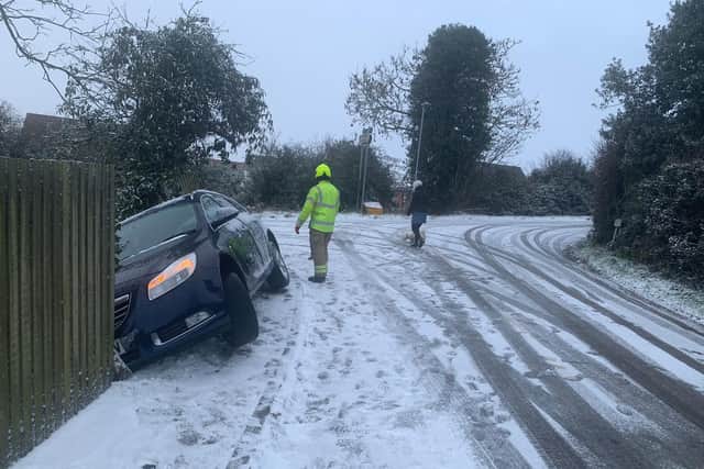 Drivers have been warned to only travel if necessary after a number of crashes in and around Mansfield this morning. Credit: @Reavill_Matt from Nottinghamshire Fire and Rescue Service.