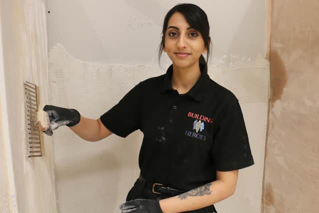 Kiran Hullait, who was discharged from the Army last year, learning new skills on the Building Heroes course.
