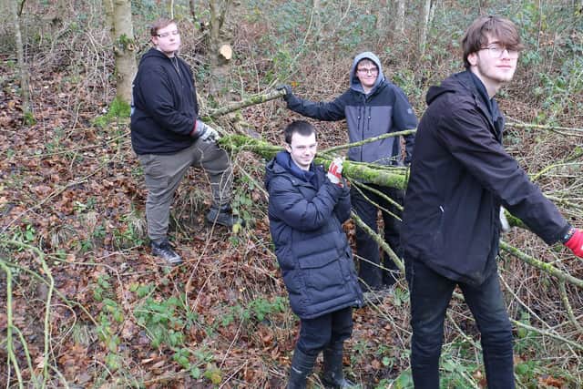 Students hard at work in Silverhill Woods. West Nottinghamshire College animal care students carried out a variety of vital tasks in the woodland.
