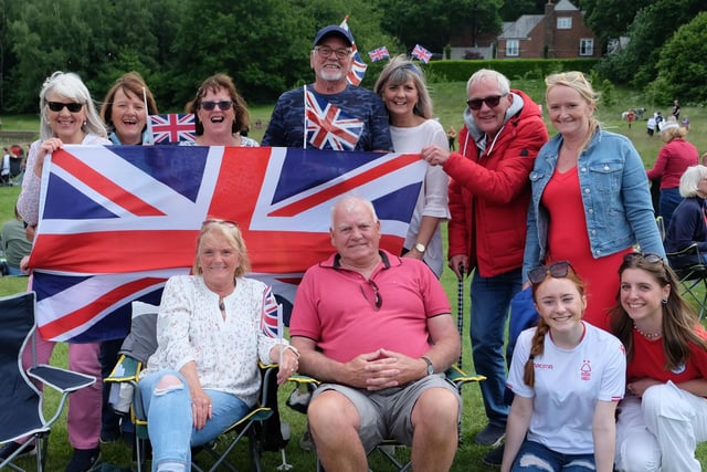 A group of party-goers showing how they are so proud to be British.