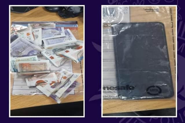 Cash and mobile phones were seized from the man, as well as drugs. Photo: Nottinghamshire Police