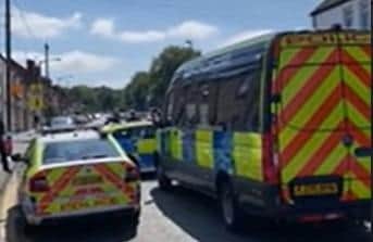 Police at the scene of an assault on Littleworth, Mansfield