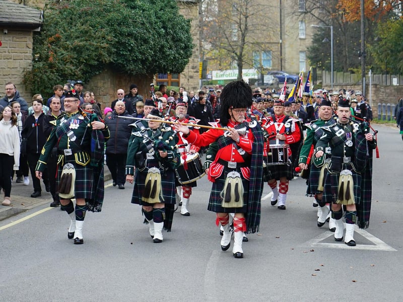 Crowds walked through Mansfield, following the military parade.