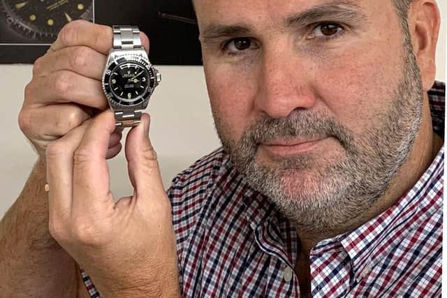 David Hare with the former miner's Rolex watch.