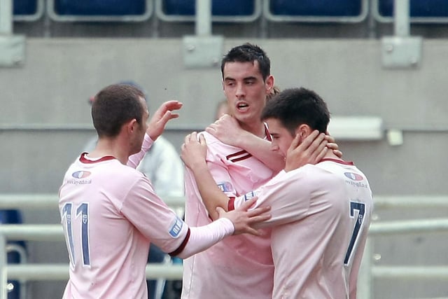 Brain Graham (centre) hit a hat-trick in a 3-2 away win in April 2012.