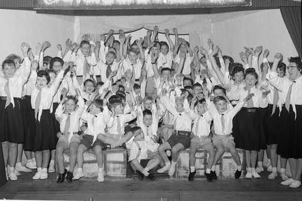 Youngsters in 1963 are pictured enjoying the Skegby Scouts Gang Show.