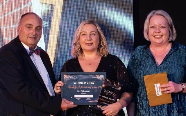 Kay Richardson, Community Staff Nurse in Rushcliffe and winner of the Quality Improvement Award 2024, whose innovative work eliminated a lengthy waiting list for continence services in under nine months, significantly improving patient care in the community.