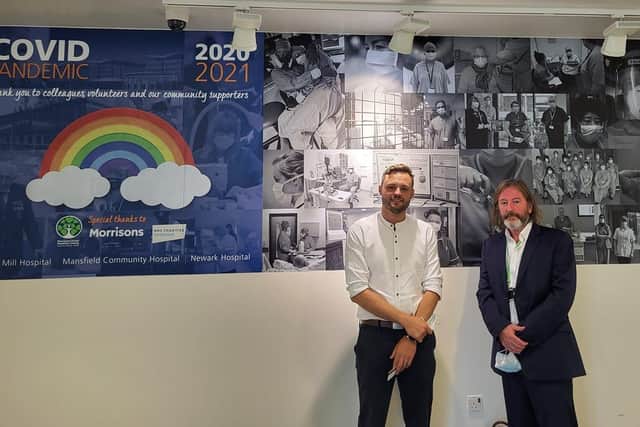 Coun Ben Bradley, left, visiting Sutton's King's Mill Hospital.