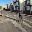 Councillor David Martin on Mansfield Road, Selston. Photo (submitted).