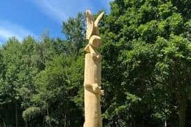 It has been carved by professional chainsaw sculptor Peter Leadbeater and depicts an owl