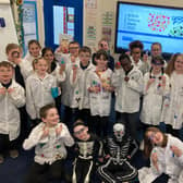 Children at Kimberley Primary School with their experiments during British Science Week.