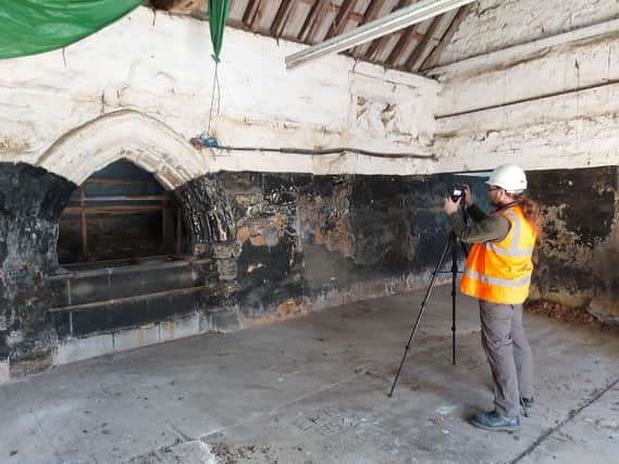 Archaeologist Dr James Wright in the remains of Greasley Castle’s great hall.