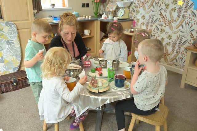 A typical scene at the Bright Stars nursery in Sutton, which has been rated 'Good' by the education watchdog, Ofsted.