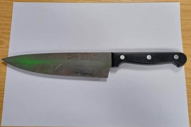 The man was in possession of drugs and this knife when he was detained. Photo: Nottinghamshire Police