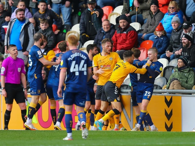 Mansfield Town have picked up 85 bookings this season with seven red cards.