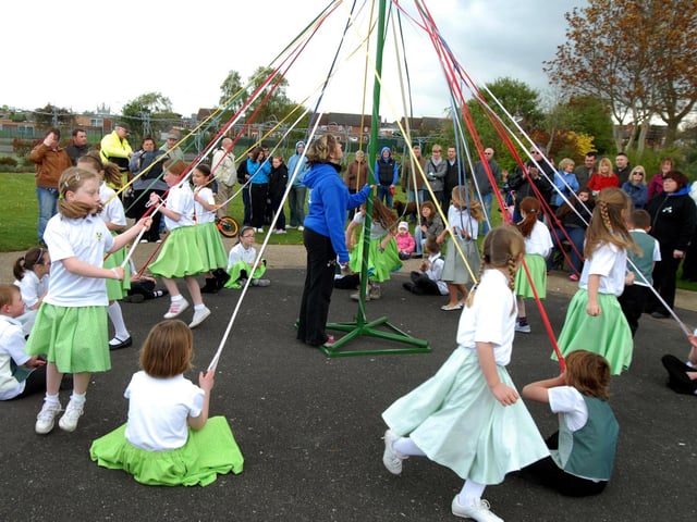 May Pole Dancers at Kirkby's Kingsway Park in 2010.