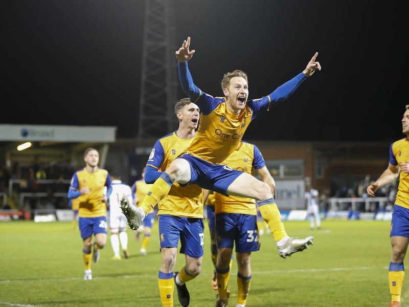 Stephen Quinn celebrates at Hartlepool.
