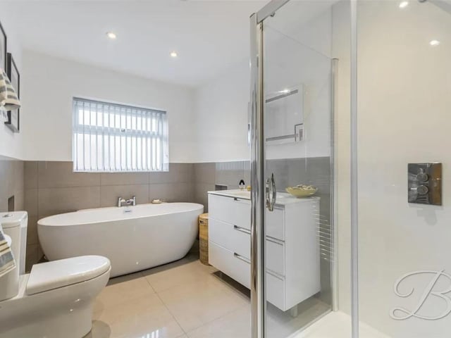 The property boasts a luxurious family bathroom fitted with a brilliant modern suite in white comprising; freestanding bath, shower cubicle having a rainfall shower, low level WC and a wash hand basin.