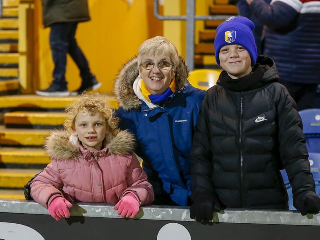 Mansfield Town fans are pictured before the defeat to Bradford City.