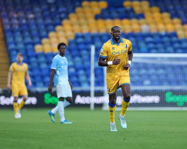 Mansfield Town forward Lucas Akins (07) during the EFL Trophy against Manchester City u21 at the One Call Stadium, 20 Aug 2026, Photo credit Chris & Jeanette Holloway / The Bigger Picture.media