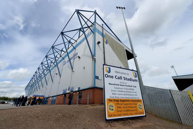MANSFIELD, ENGLAND - APRIL 26:  A view outside of the One Call Stadium, home of Mansfield Town FC before the Sky Bet League Two match between Mansfield Town and Torquay United at One Call Stadium on April 26, 2014 in Mansfield, England.  (Photo by Tony Marshall/Getty Images)