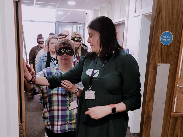 Support staff and tutors at West Nottinghamshire College attended Sight loss charity Guide Dogs' Community Sighted Guide training