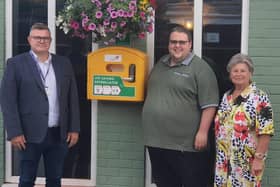 The new AED is located at Coopers on the A60 road. Photo: submitted.