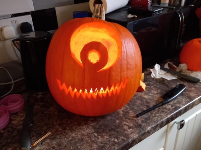 Kelli shared her impressive pumpkin with one pupil.