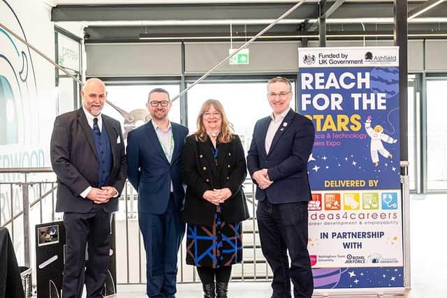 (L-R) Jon Wright (NTU) , John Bennet (Ashfield District Council), Michelle Taylor (Ideas4Careers), Councillor Matt Relf (Ashfield District Council)