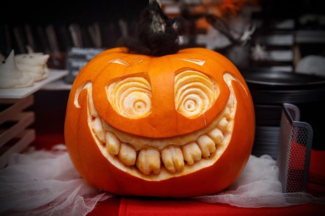 Again, by not cutting all the way through the pumpkin rind, you can create this layered effect that you can use to make things like teeth, eyes and more, and take your pumpkin carving up to the next level.
