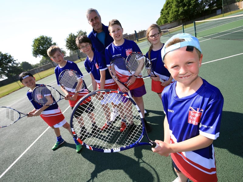 A group of youngsters enjoy the Tennis for Kids initiative at Mansfield Lawn Tennis Club in 2018.