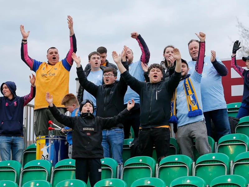 Mansfield Town fans ahead of kick-off at Newport