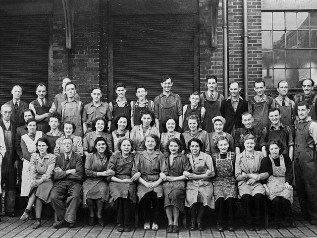 Another from Mansfield's Fairbrothers Factory. Press Shop staff with foreman Mr Bestwick