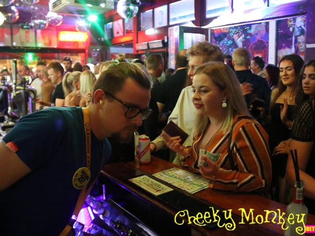 Grabbing some drinks at the bar