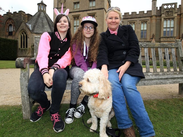 Jerry Green Dog Rescue dog show and craft fair at Newstead Abbey in 2016. Pictured are Jasmine Garratt, Paula Rodriguez, Rosario Rodriguez and buddy.