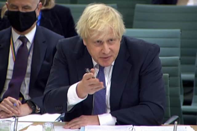 Boris Johnson answering questions at the Liaison Committee hearing today.