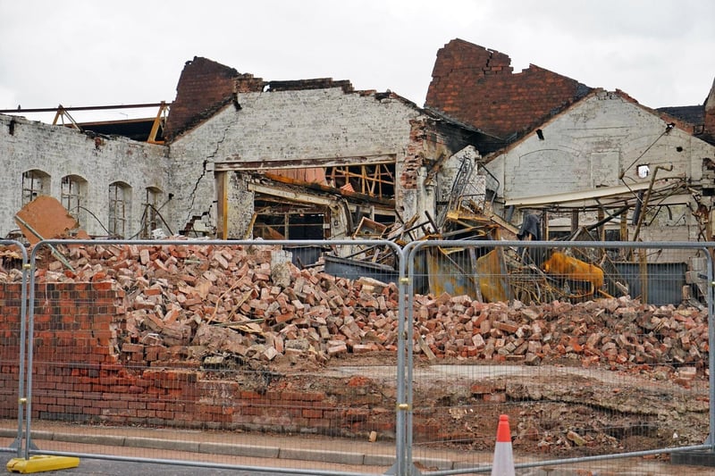 Demolition work started at Savanna Rags following the fire in March 2023.